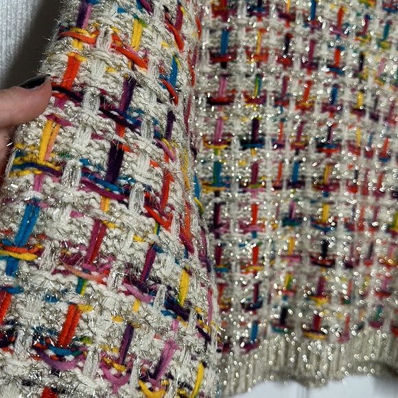 ANDREW MARC NY multi-color chunky knit shimmer tinsel sweater L - Picture 2 of 10